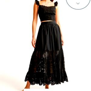 Abercrombie Elevated Embroidered Maxi Skirt NWT